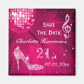 Sparkly Stilletto Heel 21st Birthday Save The Date マグネット (正面)