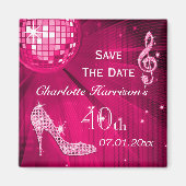 Sparkly Stilletto Heel 40th Birthday Save The Date マグネット (正面)