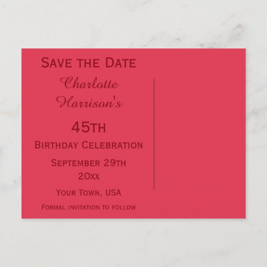 Sparkly Stilletto Heel 45誕生日日付を保存 案内ポストカード (裏面)