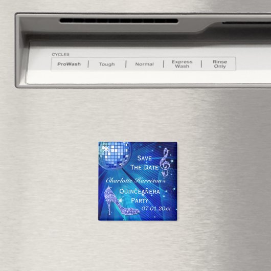 Sparkly Stilletto Heel Quinceanera日付を保存 マグネット (インサイチュ (食洗機))