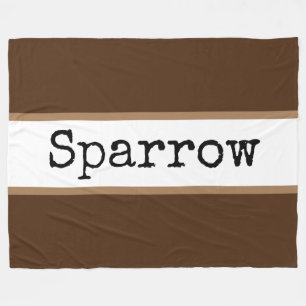 SPARROWおもしろいモダンワイド茶色の白ストライプ色 フリースブランケット