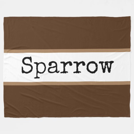 SPARROWおもしろいモダンワイド茶色の白ストライプ色 フリースブランケット (正面(横))