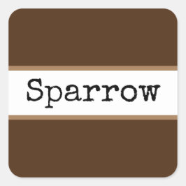 SPARROW ココア ブラウン ホワイト ストライプ レトロ テキスト スクエアシール