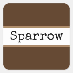 SPARROW ココア ブラウン ホワイト ストライプ レトロ テキスト スクエアシール