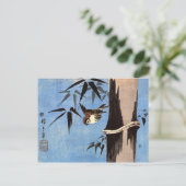 Sparrow and Bamboo, Ando Hiroshige ポストカード (スタンド正面)