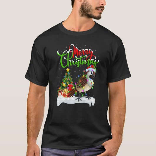 Sparrow Bird Xmas Decorations Santa Sparrow Chris Tシャツ (正面)