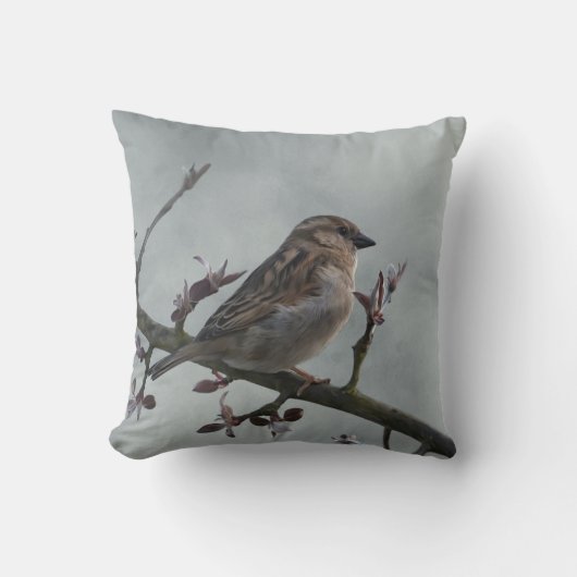 Sparrow on Branch クッション (正面)