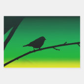 Sparrow Silhouette On Limonene ラッピングペーパーシート (正面2)