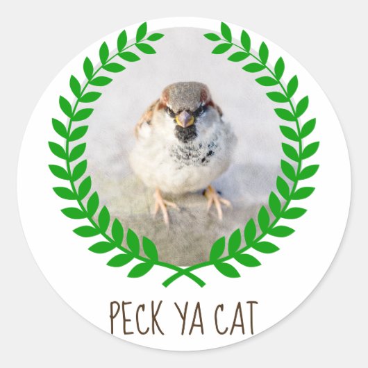Sparrow Warrior - Peck Ya Catのカスタマイズおもしろい可能 ラウンドシール (正面)