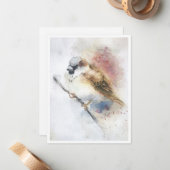Sparrow Watercolor Note Card ノートカード (正面/裏面インサイチュ)