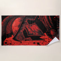 Spartan Helmet Beach Towel – Red Warrior Art