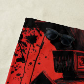 Spartan Helmet Beach Towel – Red Warrior Art ビーチタオル (インサイチュ)