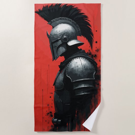 Spartan Warrior Helmet Art ビーチタオル (正面)