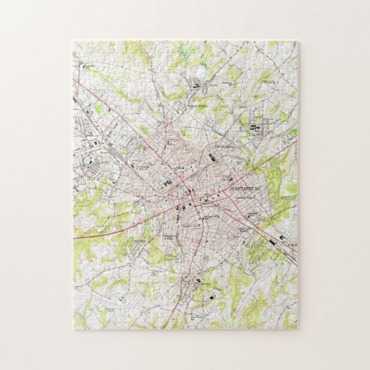 Spartanburgサウスカロライナ(1949年)のヴィンテージの地図 ジグソーパズル (縦)