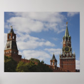 Spasskaya Tower in Red Square，モスクワ，ロシア ポスター (正面)