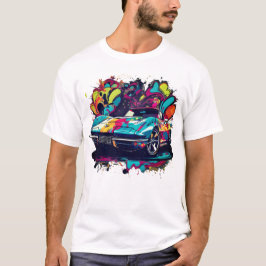 Spatter & Graffiti Sports Car Men's T-Shirt Tシャツ