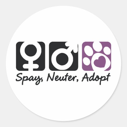 Spay、Neuter、採用 ラウンドシール (正面)
