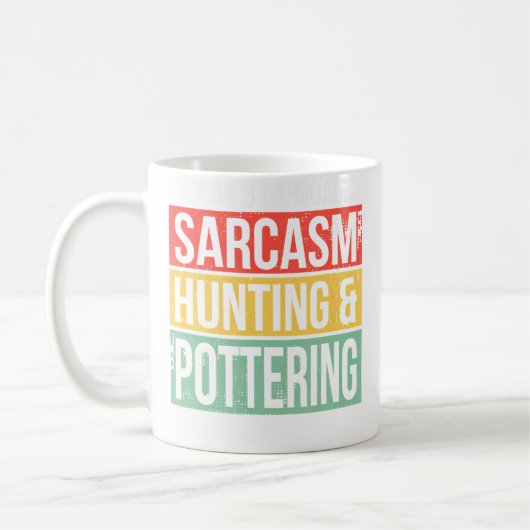 Speak 3 Languages Sarcasm Hunting And Pottery Hunt コーヒーマグカップ (左)