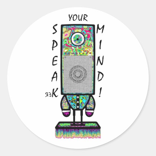 Speak-er Your Mind Funny Cyclops Speaker Pun ラウンドシール (正面)