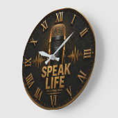 Speak Life Christian Proverbs 18:21 Bible Verse ラージ壁時計 (傾斜)