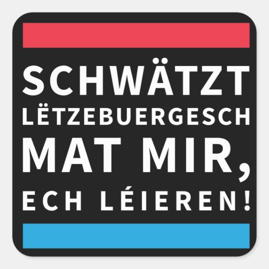 Speak Luxembourgish Black Sticker スクエアシール (正面)