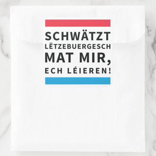 Speak Luxembourgish Sticker スクエアシール (バッグ)