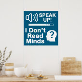 Speak Up – I Don’t Read Minds 面白いコミュニケーション ポスター (キッチン)
