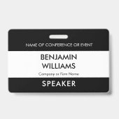 Speaker Name Badge QR Black White Logo ID Event バッジ (正面)