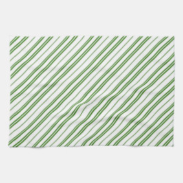 Spearmint Candy Cane Christmas Stripes キッチンタオル