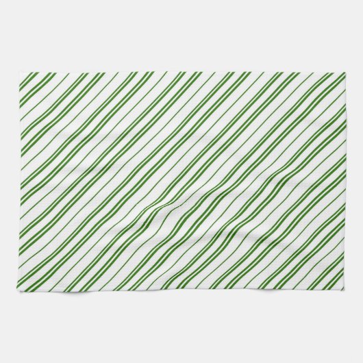 Spearmint Candy Cane Christmas Stripes キッチンタオル (横)