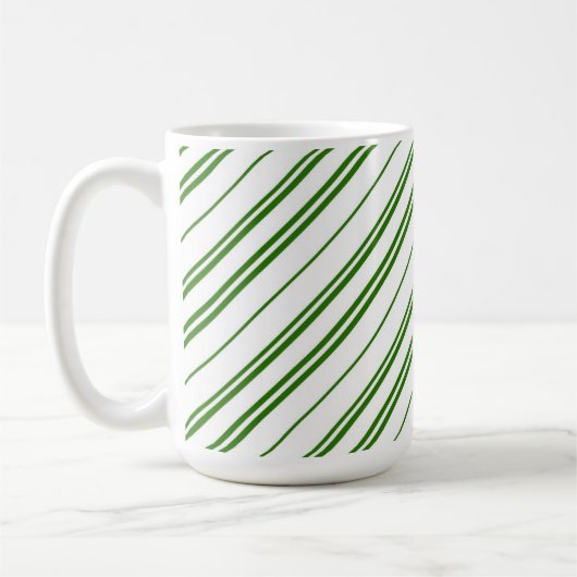 Spearmint Candy Cane Christmas Stripes コーヒーマグカップ (左)