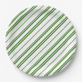 Spearmint Candy Cane Christmas Stripes ペーパープレート