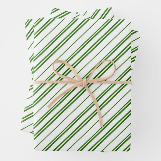 Spearmint Candy Cane Christmas Stripes ラッピングペーパーシート (インサイチュ)