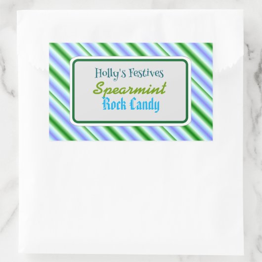 Spearmint rock candy label 長方形シール (バッグ)
