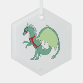Spearmint the Green Ice Dragon Whimsical Art ガラスオーナメント