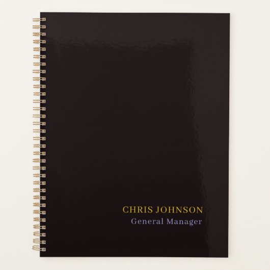 Special Black & Gold Color Plain Own Name Position プランナー手帳 (正面)