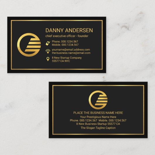 Special Black Grey Gold Frame CEO 名刺 (正面/裏面)