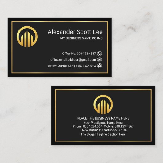 Special Black Grey Gold Frame CEO Founder 名刺 (正面/裏面)