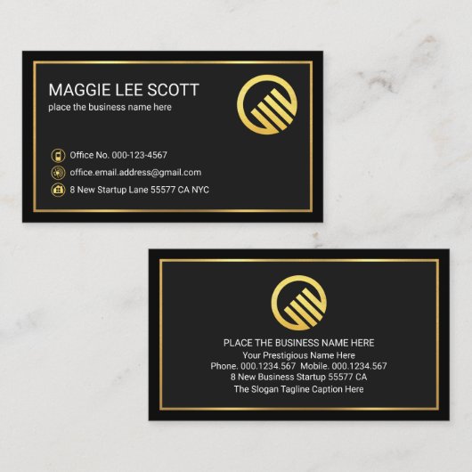 Special Black Grey Gold Frame CEO Founder 名刺 (正面/裏面)