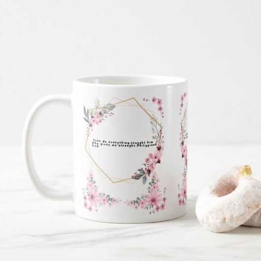 special coffee mug with biblical quote コーヒーマグカップ (ドーナツ)
