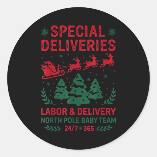Special Deliveries Labor And Delivery Baby Nurse C ラウンドシール (正面)