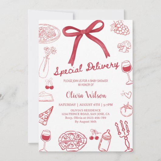 Special Delivery Baby Shower Party 招待状 (正面)