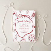 Special Delivery baby shower with Italian Pizza  招待状