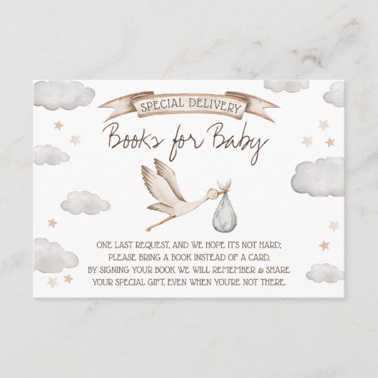 Special Delivery! Brown & Tan Stork Books for Baby エンクロージャーカード (正面)