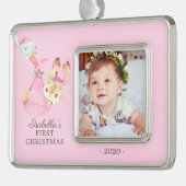 Special Delivery Bunny初めてのクリスマス写真 シルバープレートフレームオーナメント (左)