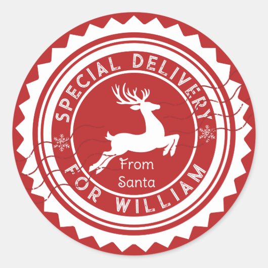 Special Delivery from Santa Sticker Custom Name  ラウンドシール (正面)