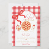 Special Delivery Heart Pizza Baby Shower 招待状 (正面)