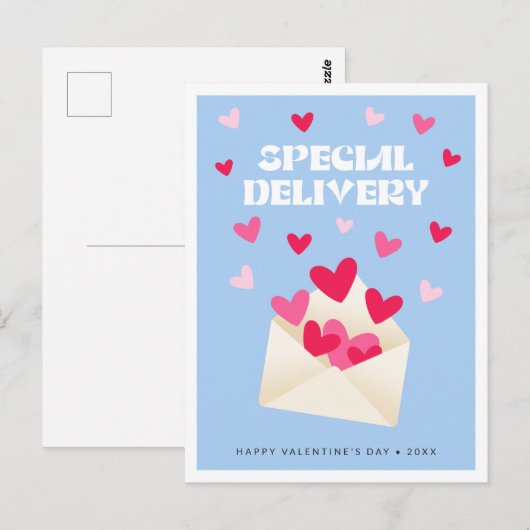 Special delivery Hearts Envelope Valentine's Day ポストカード (正面/裏面)