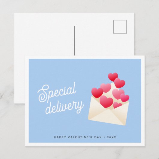 Special delivery Hearts Envelope Valentine's Day ポストカード (正面/裏面)