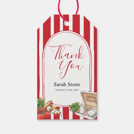 Special Delivery Italian Baby Shower Thank You ギフトタグ (正面)